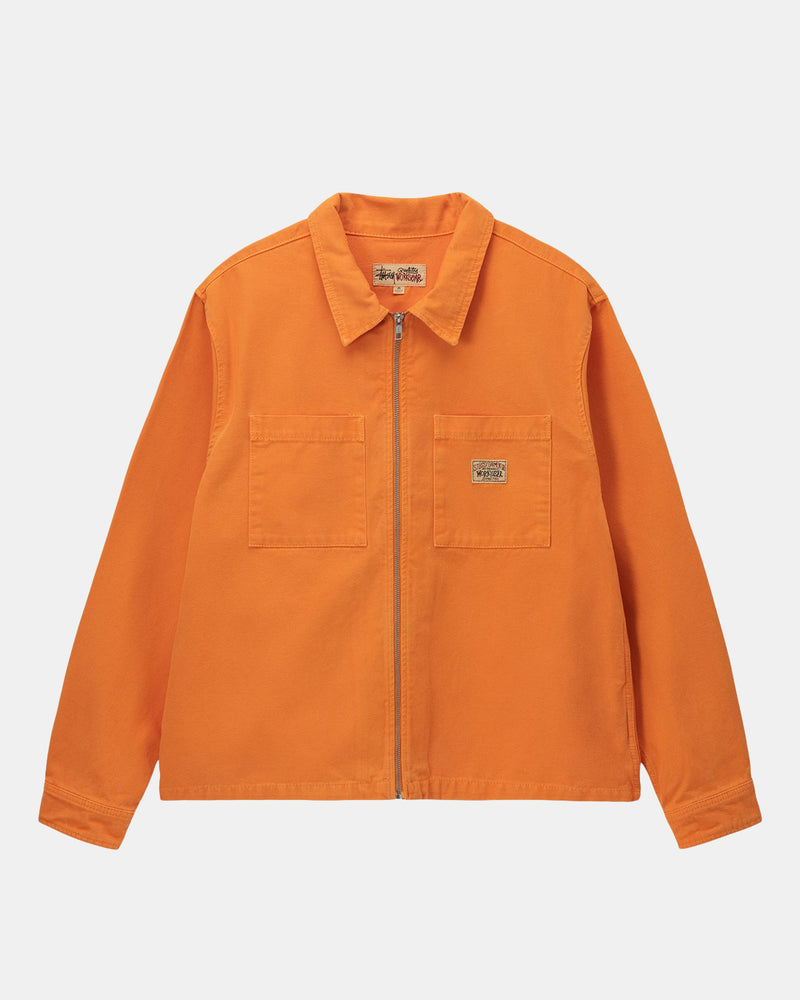 Washed Canvas Zip Shirt (Orange)