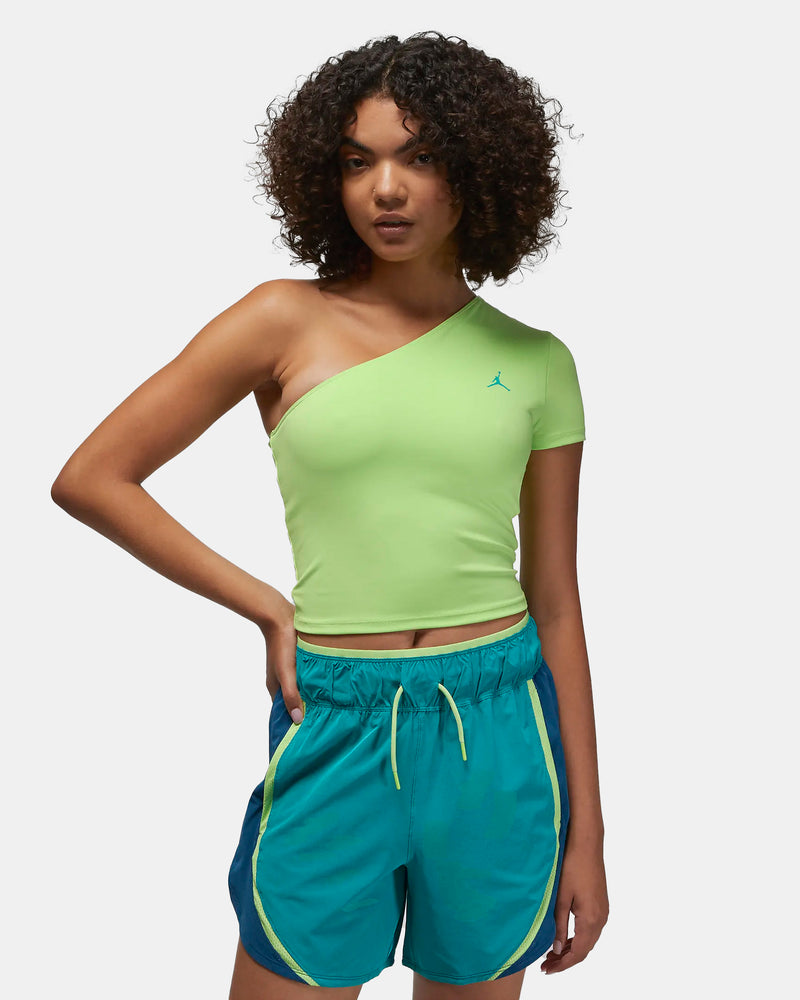 W Jordan Dri Fit One Shoulder Crop Top (Key Lime | Emerald)