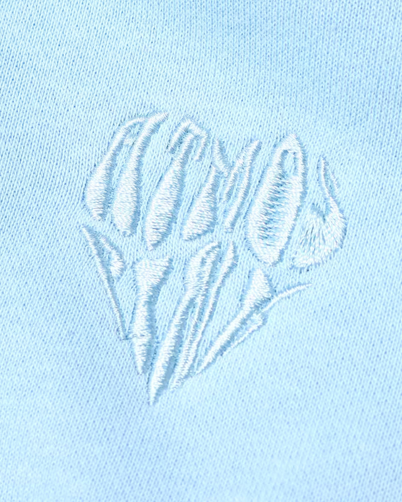 Heart Logo Embroidery Short Zip Hoodie (Sax)