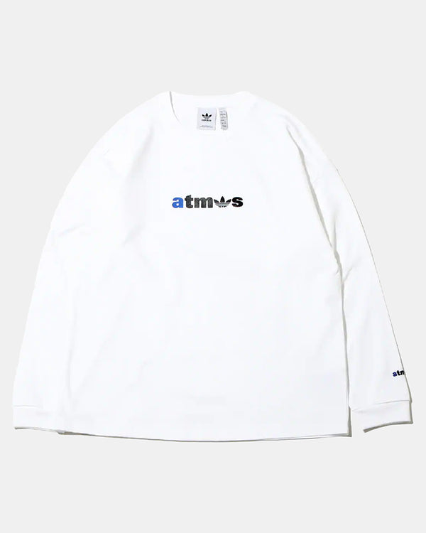 atmos x Adidas Logo Long Sleeve Tee (White | Blue)