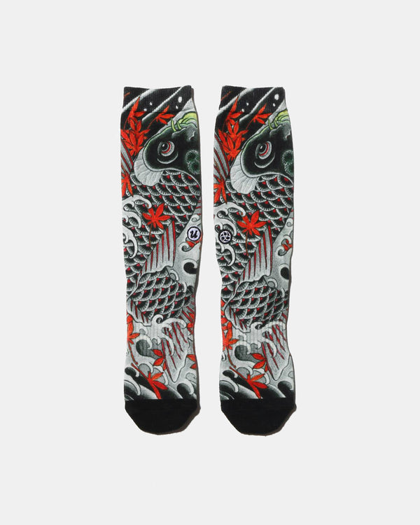 "Irezumi" Socks (Koi) Designed by Mutsuo Black
