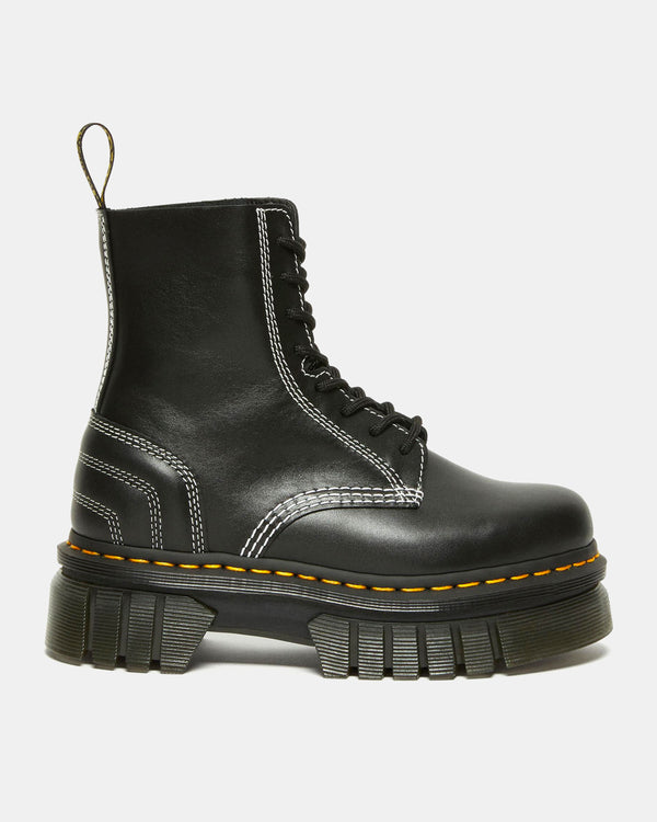 W Audrick white Stitch Leather Platform Boot (Black)