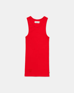 Crest Ribbed Tank Top (Red)