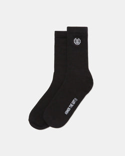 Crest Ribbed Sock (Black)