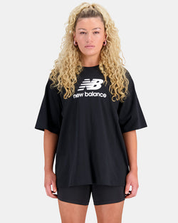W Essentials Stacked Logo Oversized T-Shirt (Black)