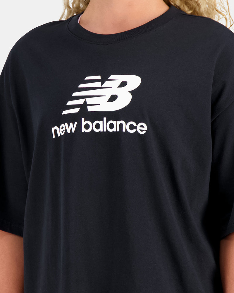 W Essentials Stacked Logo Oversized T-Shirt (Black)