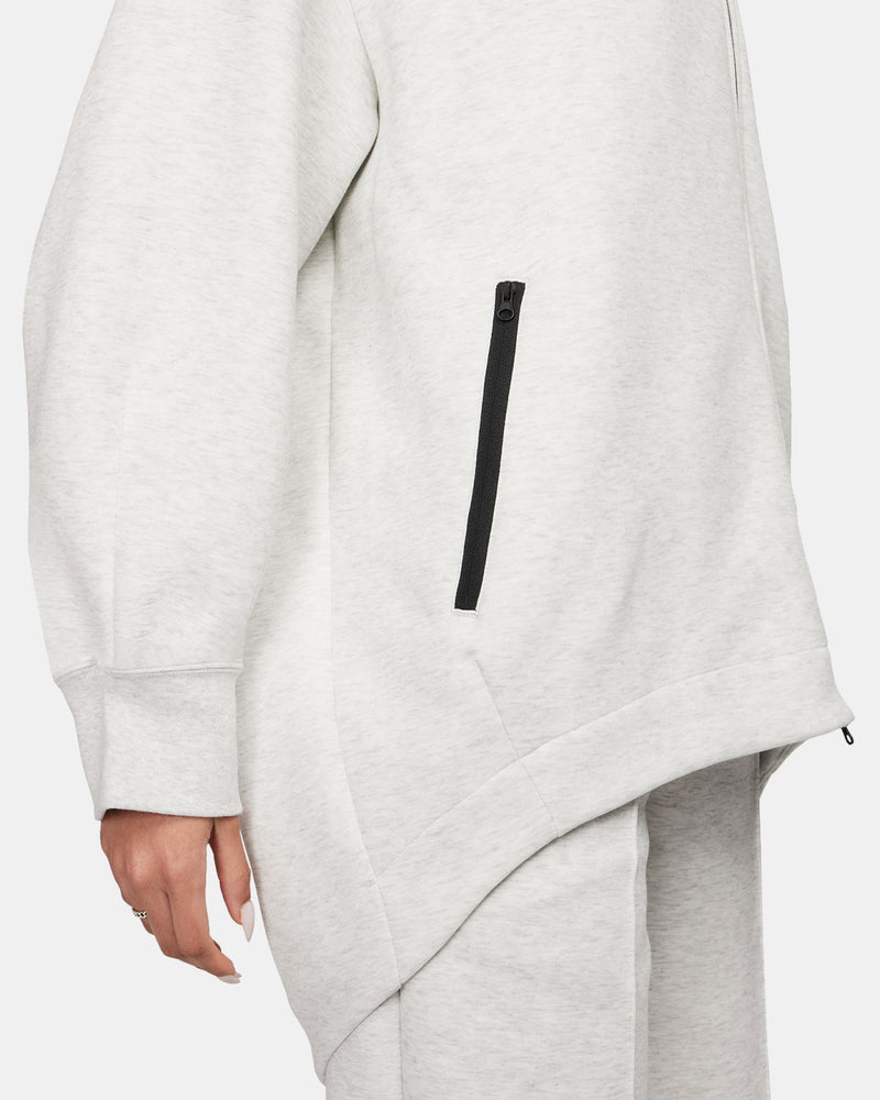 W Tech Fleece Oversized Full Zip Hoodie (Light Grey)