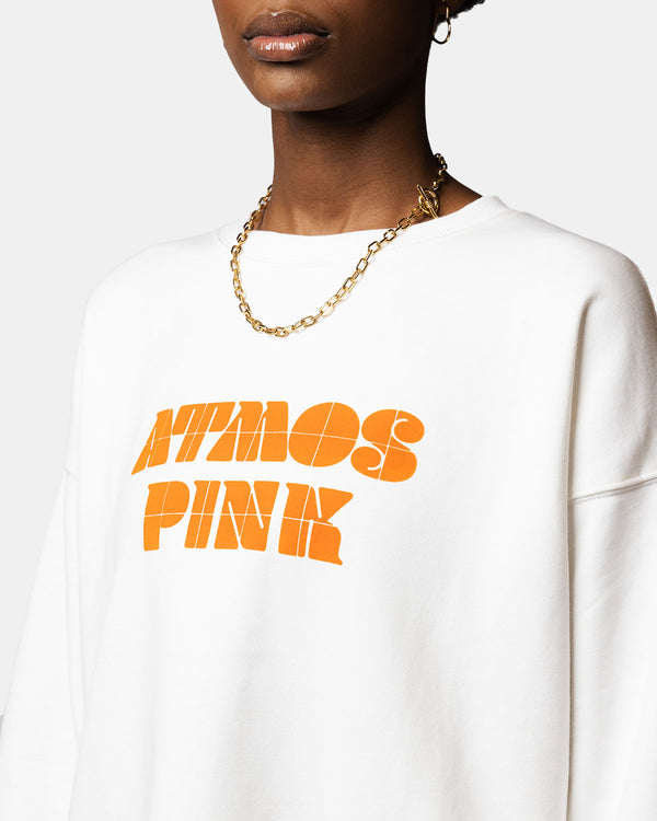 atmos Pink Crew Logo Sweatshirt (White)