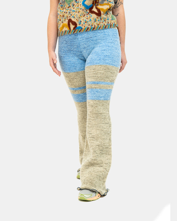 Senya Color Block Knit Pants (Khaki | Blue)
